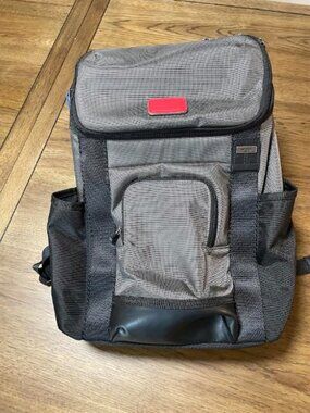 TUMI Cypress Roll Top Backpack Gray Red Ballistic Nylon